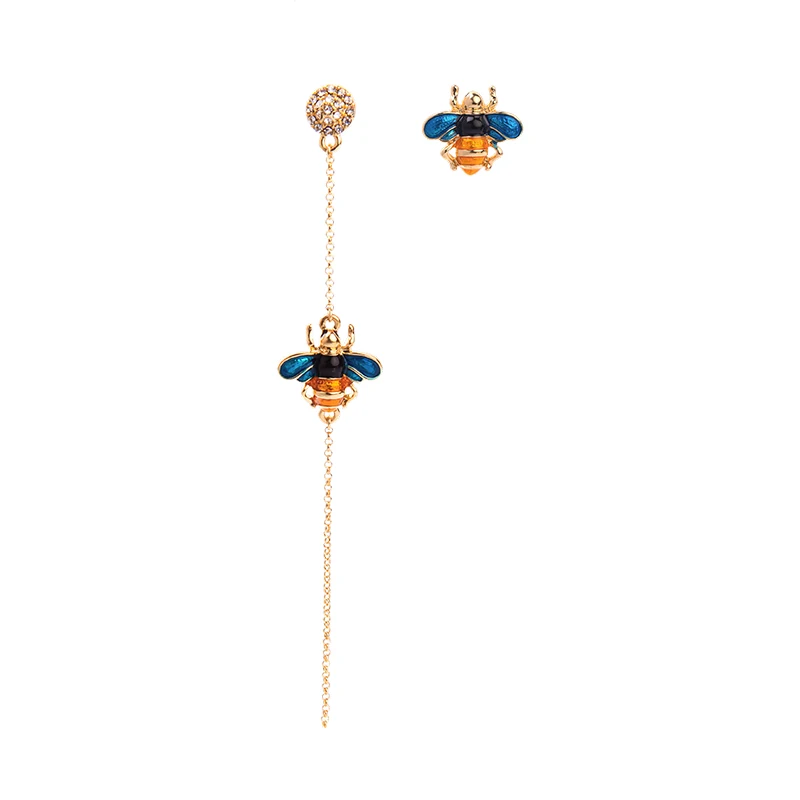 

ed02055d Elegant Korean Designs Gold Plated Fashion Women Enamel Bee Earrings Custom Jewelry Wholesale