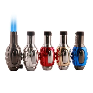 Image of Shoulei-4 Yanzhen wholesale creative personality outdoor essential wind inflatable elbow 4 jet flame butane gas torch lighter