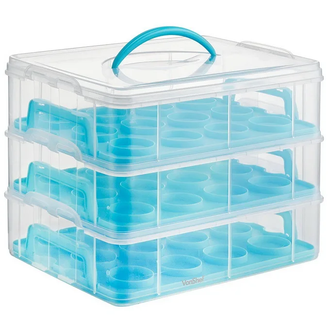 
3 Layer Cupcake and Cookie 36 Large Carrier Two Tiered Holder Stack and Store Cake Carrie 