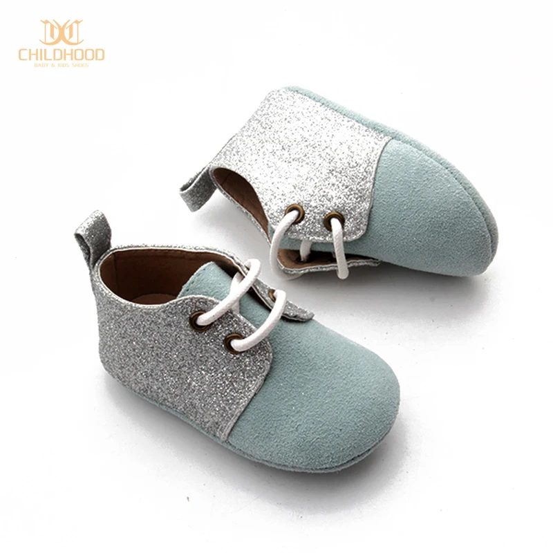 
Glitter Leather Suede Sole Baby Dress Shoes 