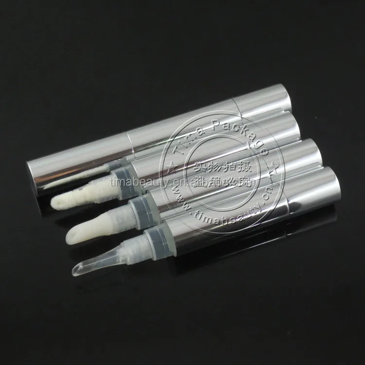 
moq 500pcs 4.5ml shiny silver twist cosmetic pen package aluminium metal lip gloss bottle TM-LG780 