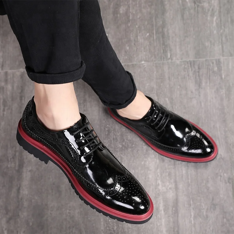 

SS0453 Korean style new design men fashion dress shoes Customized big size lace-ups business shoes 2018, Black