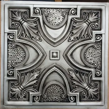 Pl11 Faux Tin Finishes 3d Embossing Antiques Silver Ceiling Tiles