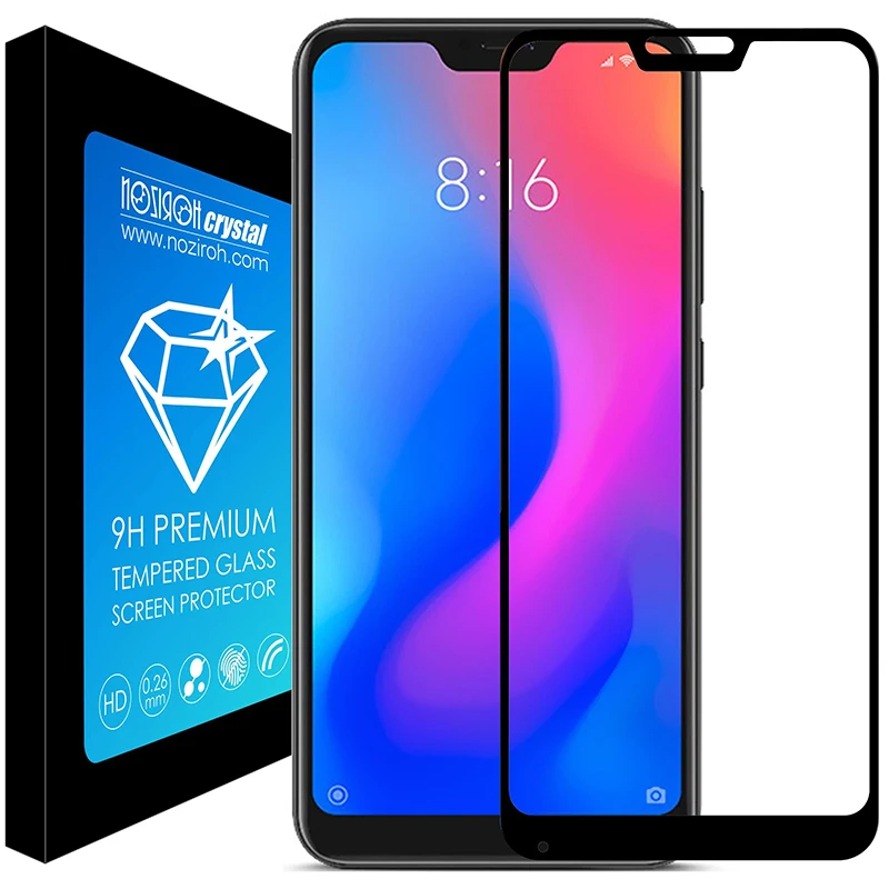 

NOZIROH Full Cover Silk Print Color Hybrid Glass For redmi 6 pro mi a2 lite Flexible Glass screen protector for xiaomi, Black