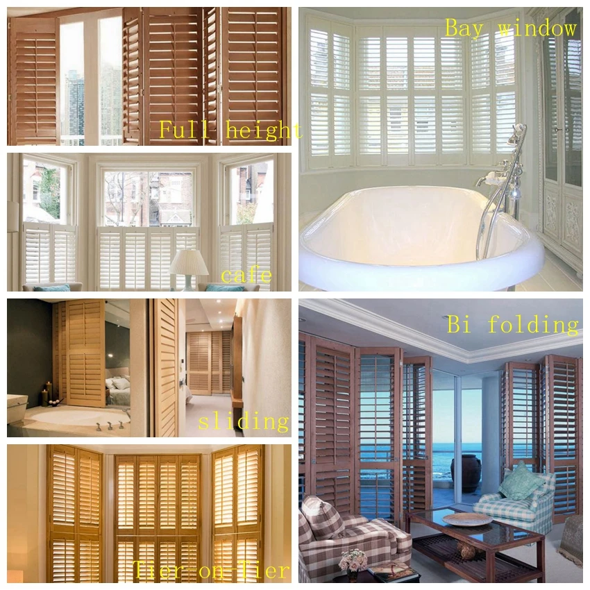 2019 Shades Removable interior wooden louver window plantation shutter