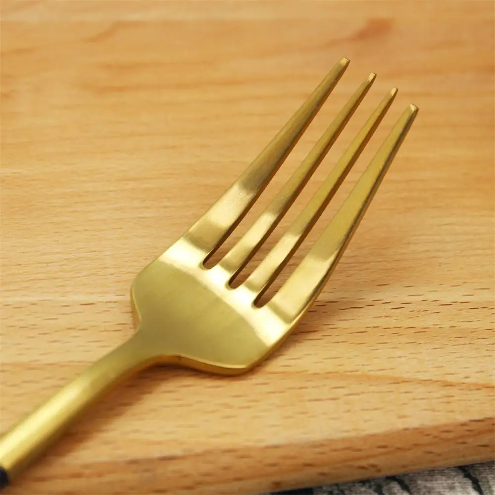 Elegant Gold Cutlery,Matte Gold/black Handle Pvd Stainless Steel