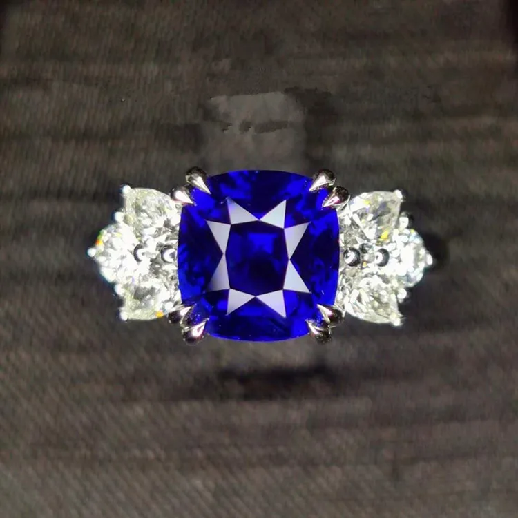 

High quality luxury jewelry 18k gold South Africa re4al diamond 4ct Sri Lanka natural royal blue sapphiregemstone ring