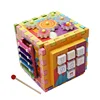 6 in 1 Wooden Cube Labyrinth Gears Tangram Jigsaw Puzzle Xylophone Mathematical Musical Development Learning Toys