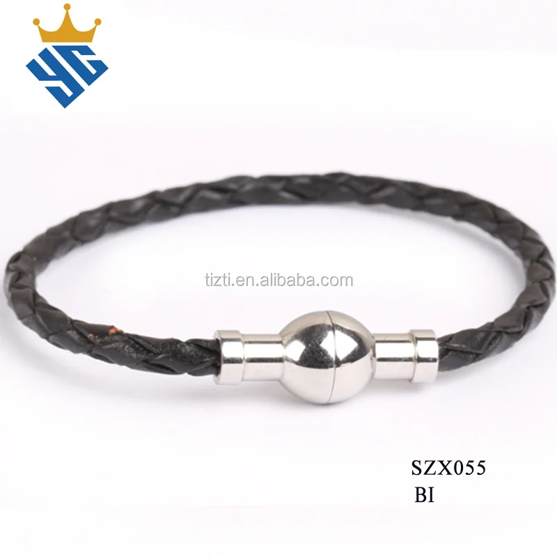 Thin Black Braided Leather Bracelets With Magnetic Closure Thin Black Braided Leather Bracelets With Magnetic Closure Bracelet