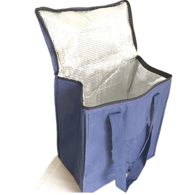 

Thermal Lined Non Woven Cooler Insulated Grocery Bag With Zipped Lid Closure, Navy or as your request