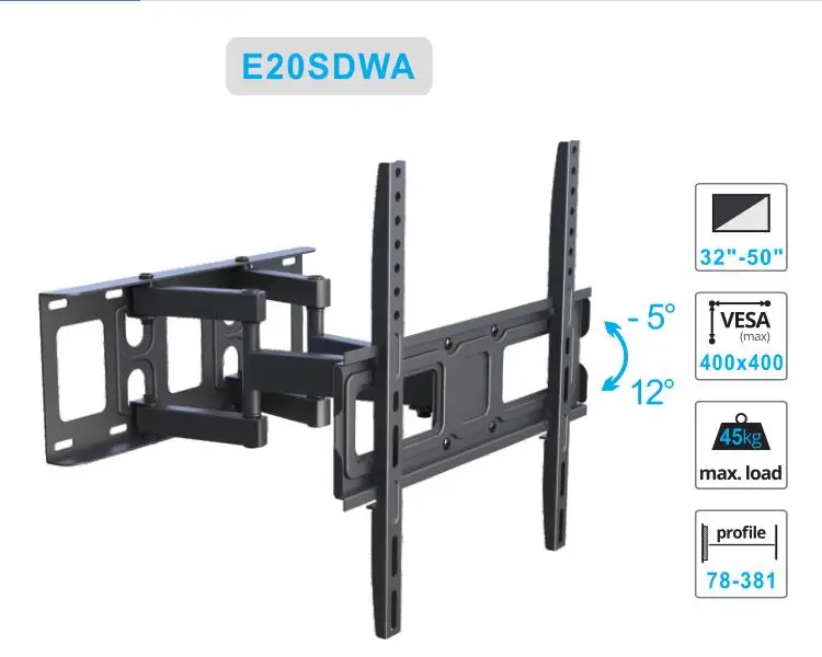 90 Degree Telescoping Swing Arm Tv Wall Mount Tv Stand For 32 60 Inch