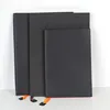 Full scape customized school exercise note book with black leather soft cover and colorful in-page inside