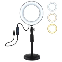 

Drop shipping PULUZ Round Base Desktop Mount 6.2 inch 3 Modes USB Dimmable LED Ring Vlogging Video Light