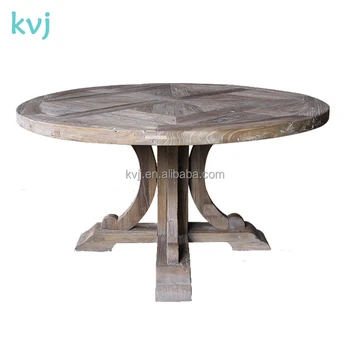 Kvj 7246 Vintage Distressed Round Wood French Dining Table Kvj 7246 Vintage Distressed Round Wood French Dining Table