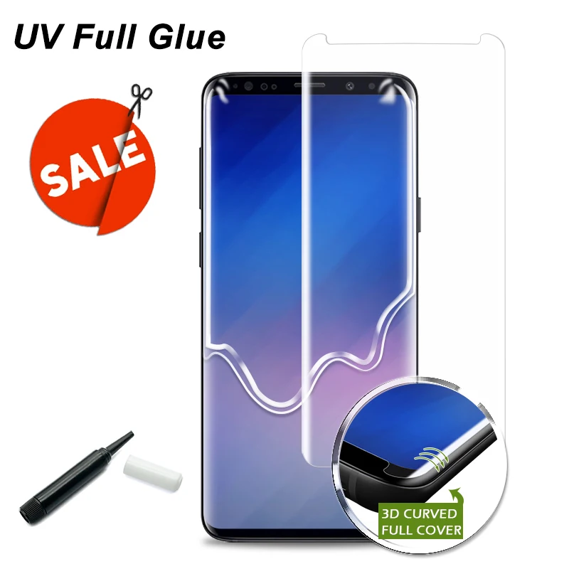 

3D Curved Full Transparent Liquid Full Glue Tempered Glass Film For Samsung Galaxy Note 20 + S8 S20 Ultra S10 S21 S9 Note 10 Pro, Clear color