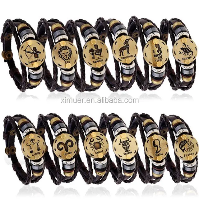 

Wholesale Fashion alli express wholesale bracelet zodiac mens bracelet men leather bracelet