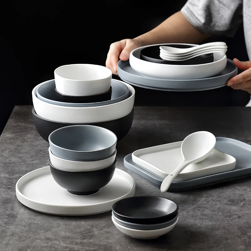 Japanese style dinnerware matte hotel used ceramic stoneware rice bowl 