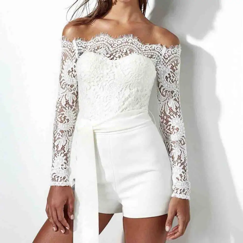 

Wholesale Women Clothing Ropa Mujer Short Rompers Flare Sleeve Off Shoulder Summer Floral Sexy Women