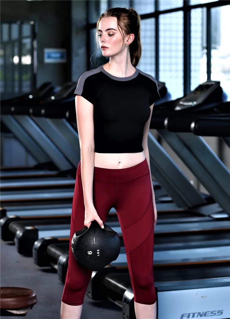 Gym T shirt Compression Tights Women's Sport T-shirt Dry Quick Running Short Sleeve T-shirts Fitness Women Clothes Tees & tops