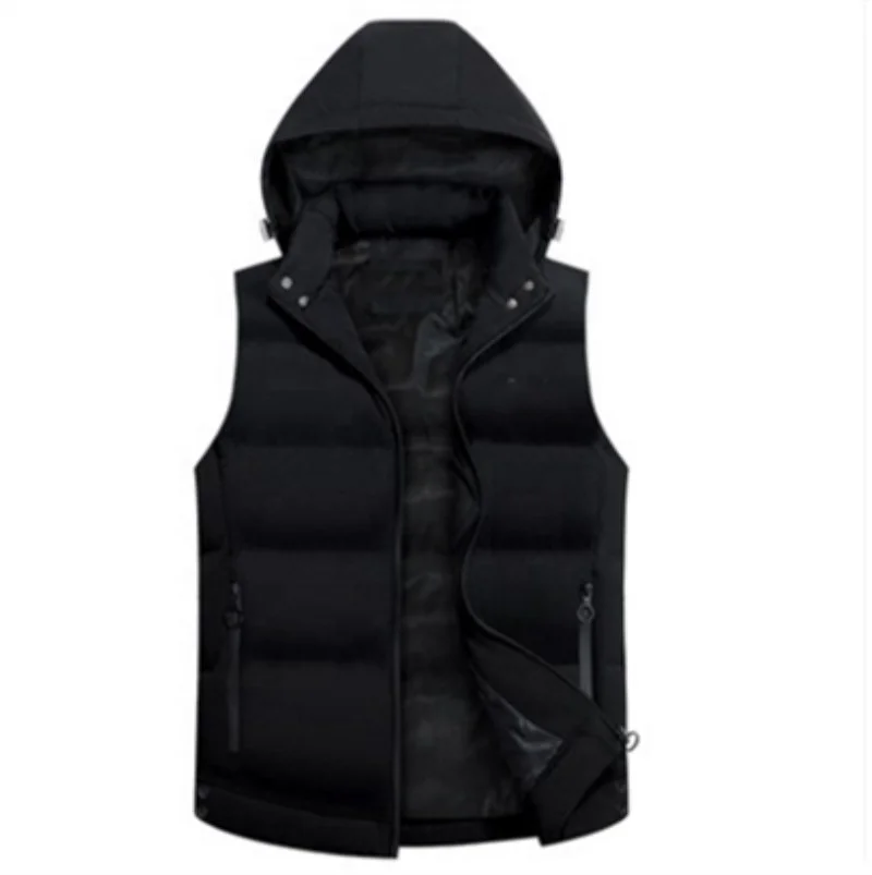 Ready to ship Mens hood detachable Winter warm sleeveless outdoor jacket
