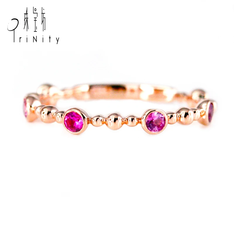 

Natural Color Gemstone Pink Sapphire Vintage Style Fancy Diamond Ring in 18K Rose Gold Fine Jewelry Wholesale