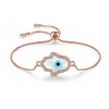 Wholesale Adjustable Rose Gold Copper Chain Hamsa Hand Bracelet Shell Charm Eye Bracelet