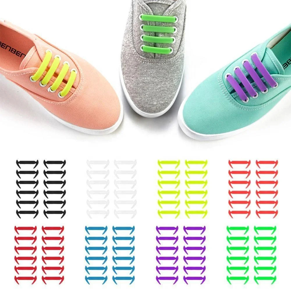 

Custom Printing Adult Lazy Elastic No Tie Shoelaces Silicone Shoelace Easy Shoe Laces, Multi color