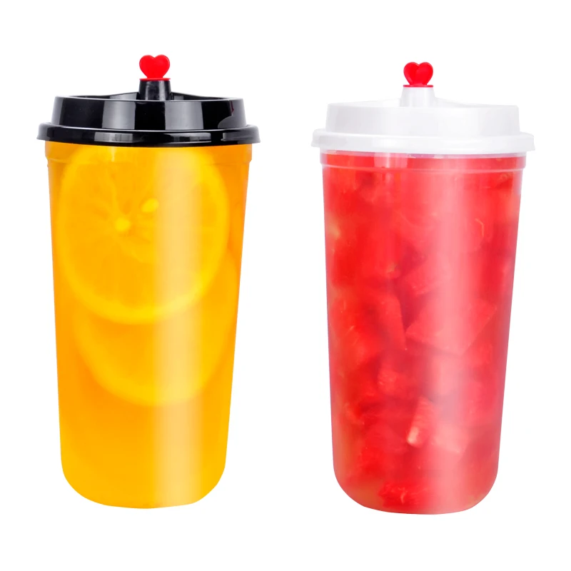 U-shape 700ml disposable fruit juice boba bubble milk tea cup plastic PP cup