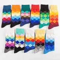 

11 Models Color Diamond Cotton Men Happy Socks Colorful