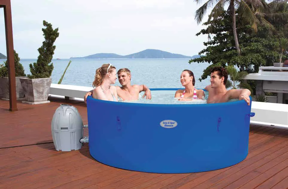 
Bestway 54171 Havana AirJet family spa 71 x 26 inch inflatable hot tub spa, portable cedar hot tub spa 