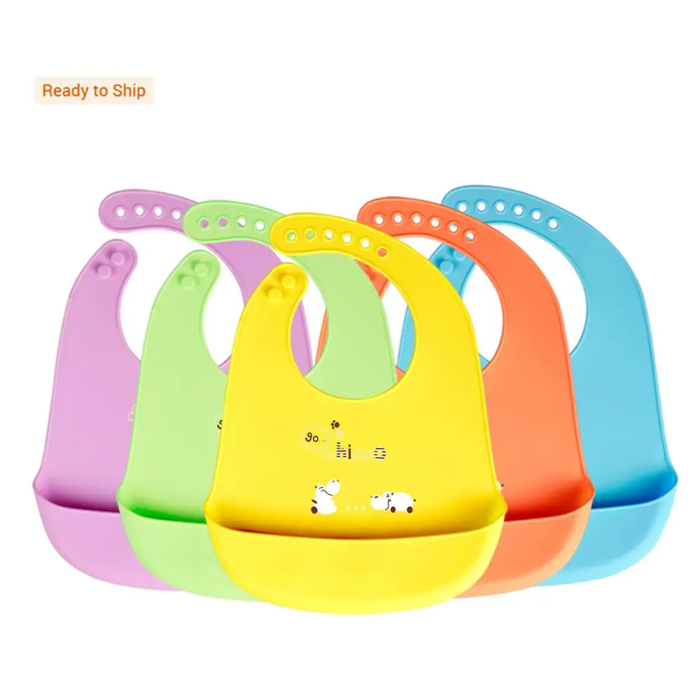 

FDA approved 100% food grade waterproof baby silicone bib, Pink;blue;green;yellow or customized colors