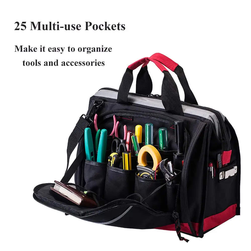 
Wide Mouth Tool Storage Bag Tool Bag with Adjustable Shoulder Strap 