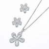 Echsio Cute Bloom Cubic Zirconia Jewelry Copper Gold Plated Necklace Earrings 2Pcs Set For Women Accessories Gift CN921