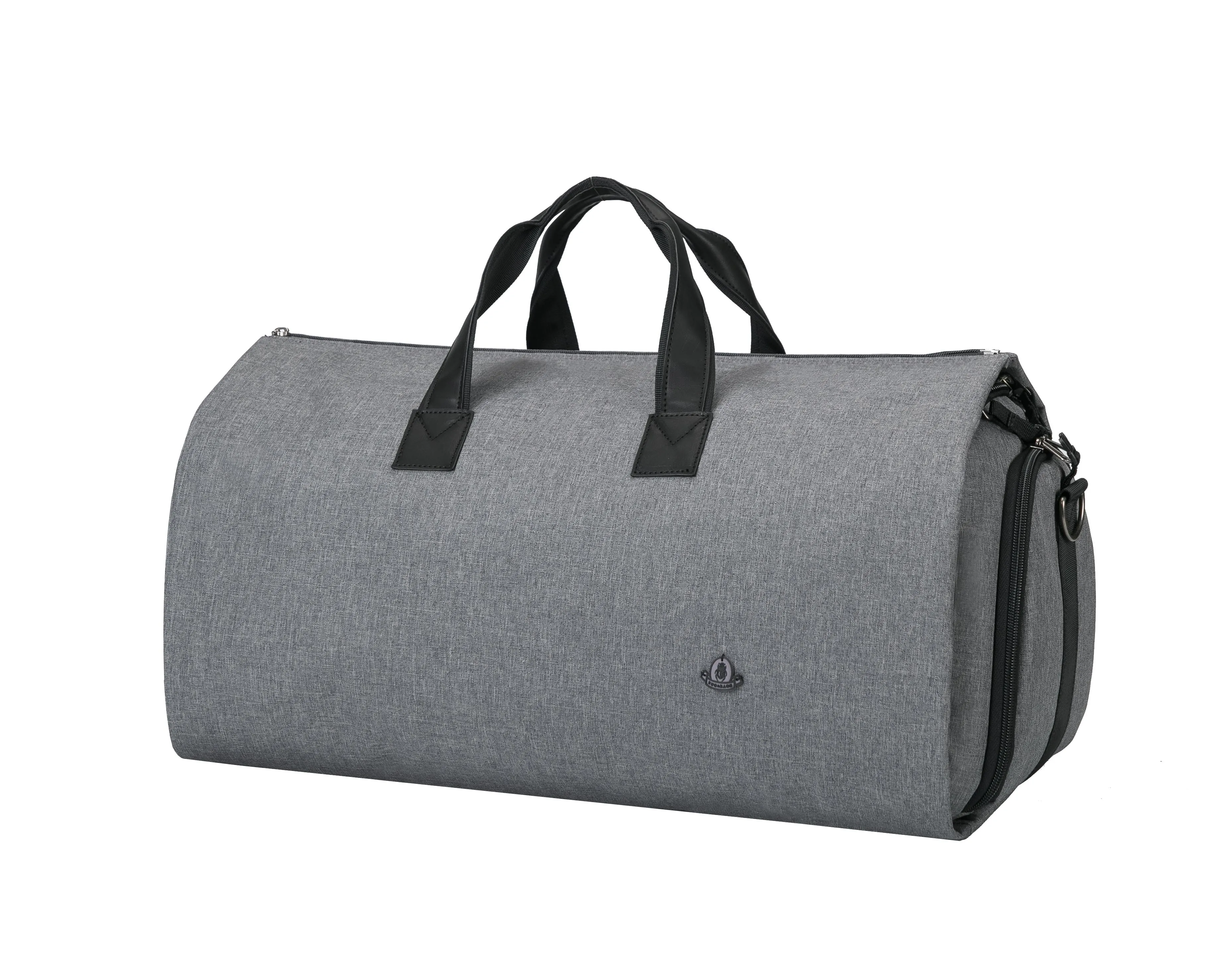 

Waterproof Nylon Duffel Suit Garment Travel Bag with Long shoulder strap, Dark grey / light grey