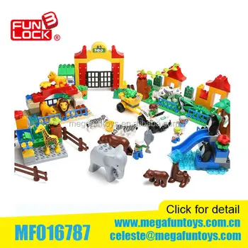 Happy Animals Big Block Sets 146pcs Duplo Building Block Of Zoo