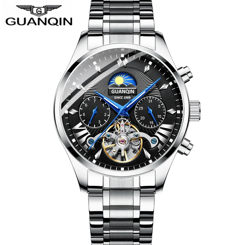 

GUANQIN GH17003 Ceramic Watches Men Automatic Watch Mechanical Stainless Steel Moon Phase Watch