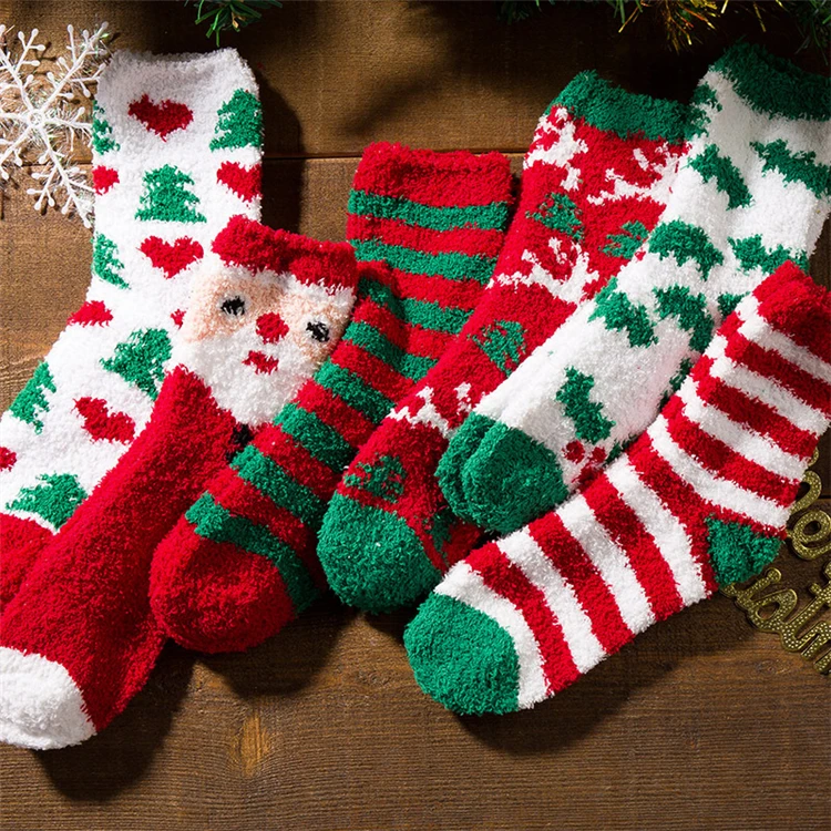 Anti Slip Indoor Cozy Soft Custom Warm Fluffy Fuzzy Christmas Socks ...