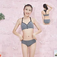 

2018 Young Girl Underwear Seamless Bra Panty Set Front Closure Lovely Bra Children underwear set