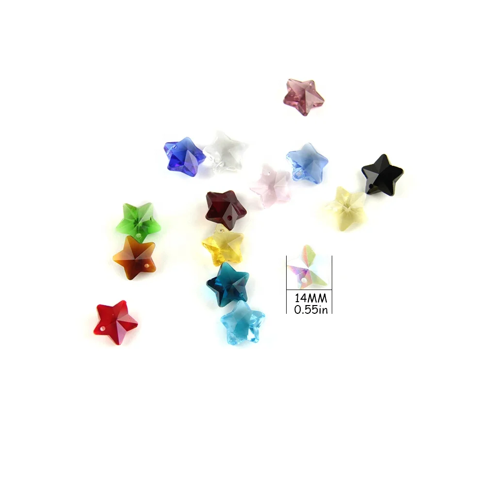 

free shipping 14mm mix color glass star crystal beads for DIY necklace decoration, Mix color star crystal beads