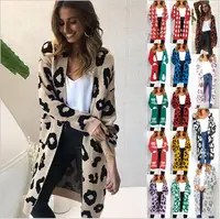 

2018 cross-border autumn and winter explosion sweater Amazon leopard cardigan women's sweater New knit women cardigan