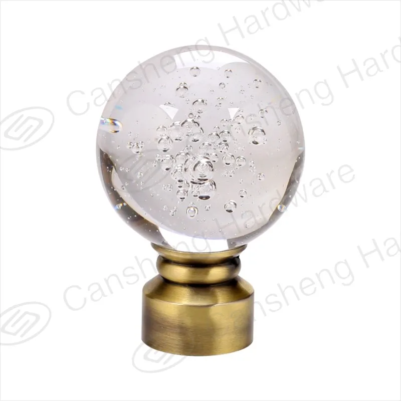 Modern Decorative Ball Shape Crystal Curtain Rod Finials Cs B033