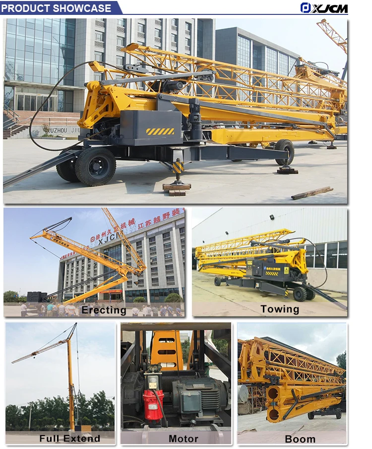 Jiufa Supplies Mobile Tower Crane for Sale Building Overhead Mini Folding 1 Ton CE Provided Bearing Truck Mounted Tower Crane