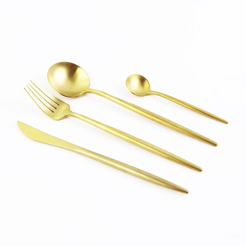 

Luxury Matte Gold Cutlery with High Quality Stainless Steel, Gold, rose gold, black, gold and color handle