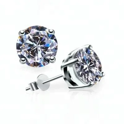 

Meno earrings 925 sterling silver white cz prong setting stud earrings for women, 4 prong stud earring, N/a
