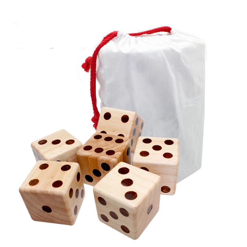 

giant wood dice Giant Yard Dice 6 Pack Set Jumbo Outdoor Lawn Game Wooden Extra Large Numbered Big Dice in Drawstring Bag, Customized color