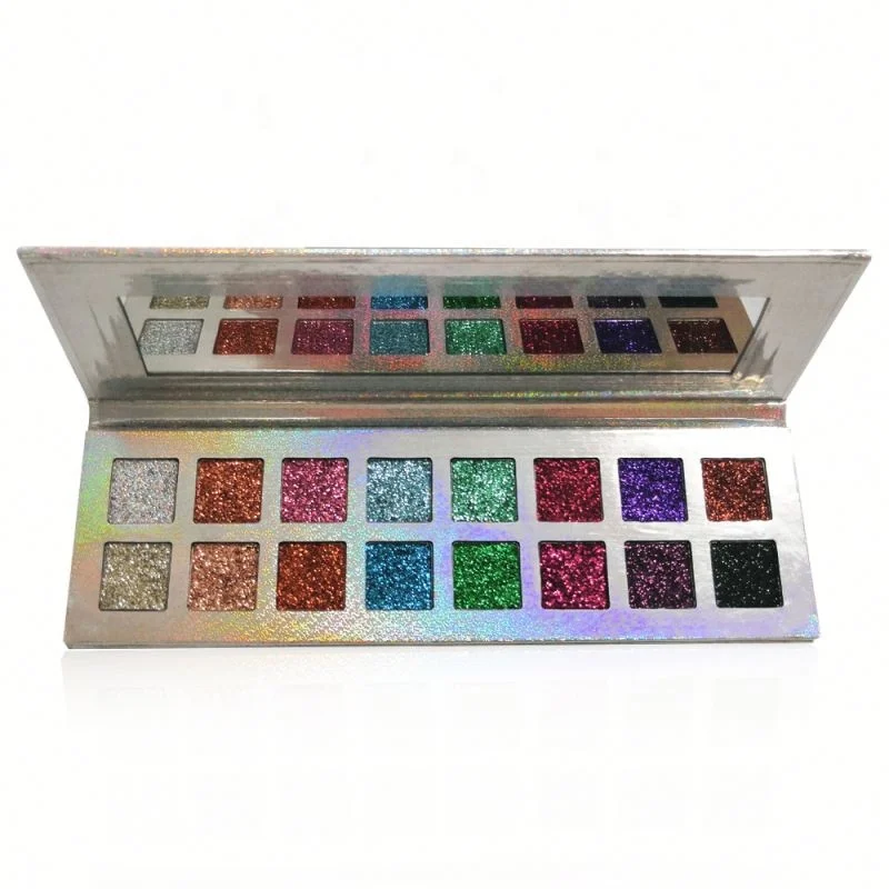 

Private label wholesale Makeup NO LOGO 16 color glitter/shimmer eyeshadow palette with LOW MOQ, 16 colors
