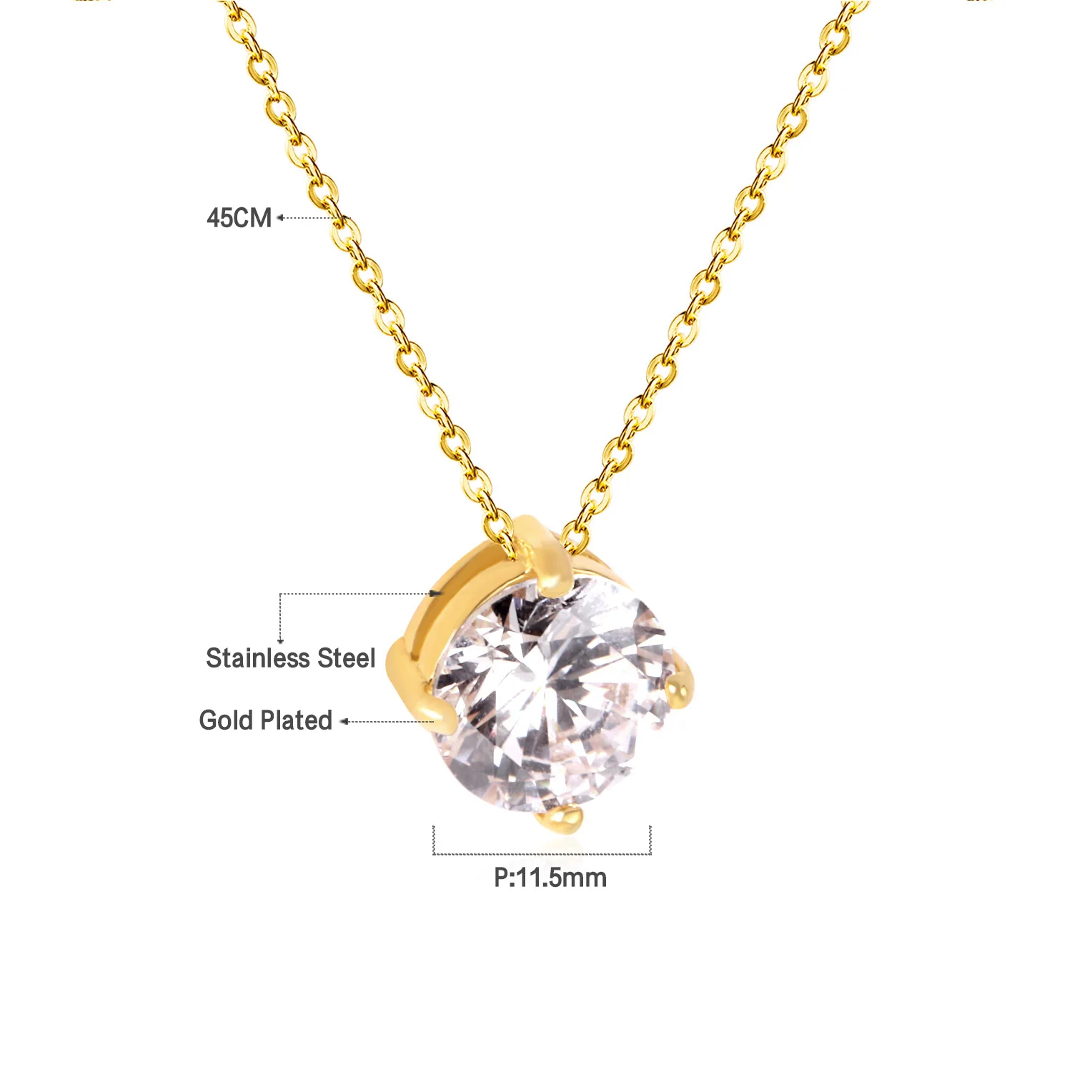 Crystal Pendant Cubic Zircon Gold And Silver Stainless Steel Brand ...