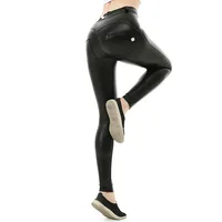 

Latest Style Comfortable Peaches Hips Pu Leather Yoga Pants Women'S High Stretch Thick Butt Leggings