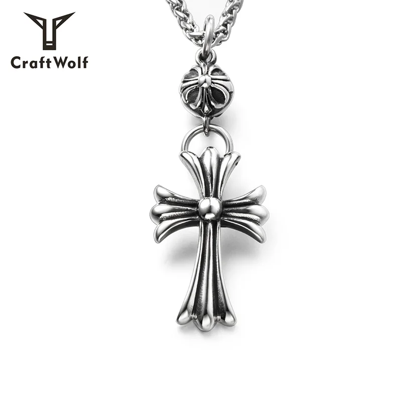 

Craft Wolf Men Women Ladies Vintage Cross Necklace Chain, Steel