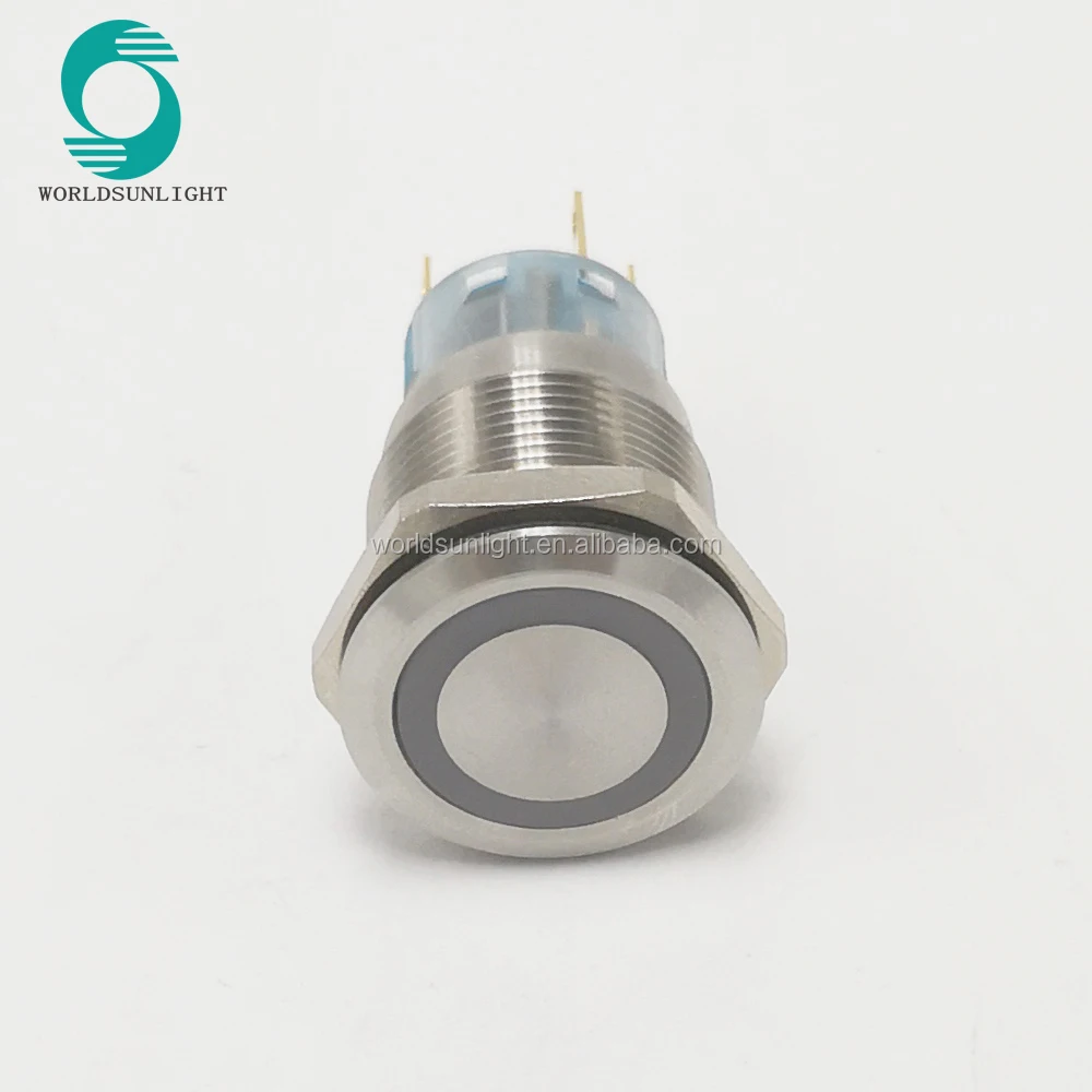 XL19S/F11-R 19mm momentary SPDT 1NO 1NC ring illuminated stainless steel push button switch